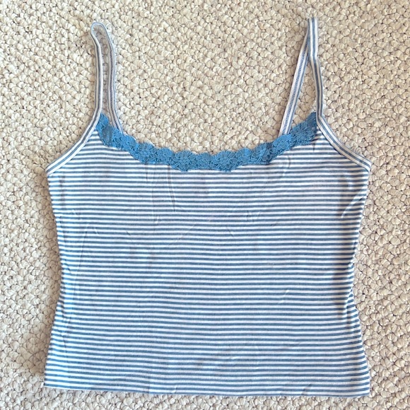 Victoria Secret Blue Striped Cami Cotton Top Size M - Picture 1 of 5
